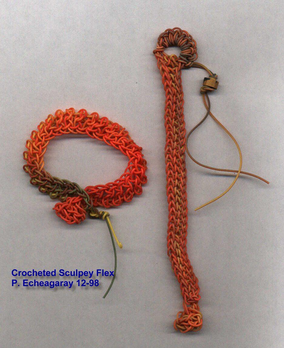 Several Crocheted Sculpey Flex Bracelets